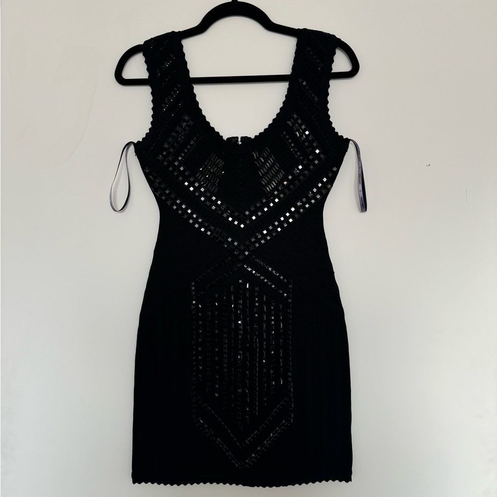 Herve Leger Black Beaded/Studded/Sequin Bandage Dress, size Small NWOT